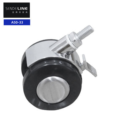 Bon prix 2 pouces chaise de bureau Caster plastique électroplaté frein et sans fonction de freinage fileté / carte d'essai insert en ligne