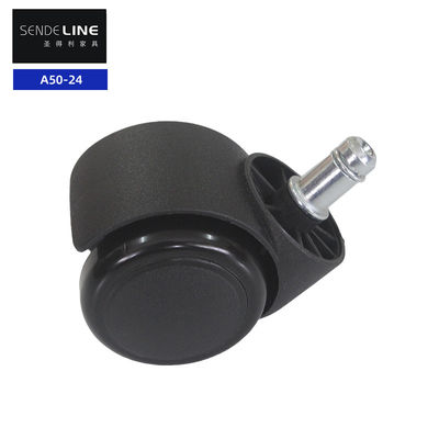 Bon prix 50 kg de chargement Noir facile à assembler chaise de bureau en nylon roue à rouleaux avec 2 pouces de diamètre en ligne