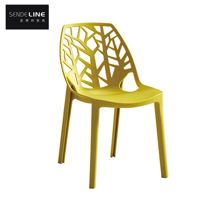 Bon prix Chaise en plastique moderne jaune, durable, légère, design ergonomique pour bureau, salle à manger, sièges d'extérieur et espaces commerciaux en ligne