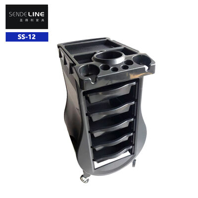 Chariot de rangement de salon de coiffure à 5 niveaux avec 4 roues pour une mobilité et un nettoyage faciles dans les salons de beauté